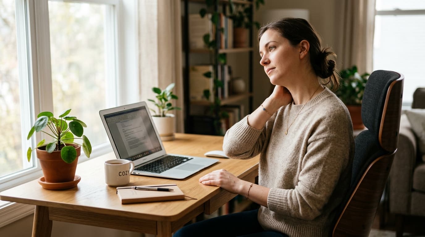 Why might my neck feel tight again after a workday?